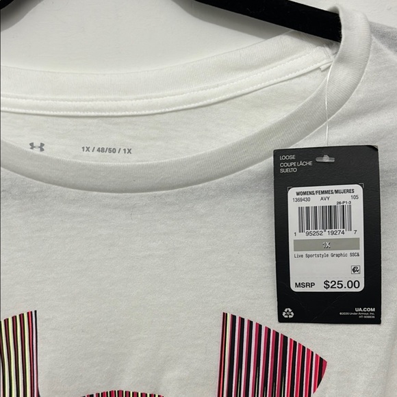 Under Armour White T-Shirt with Red Logo - Picture 2 of 3